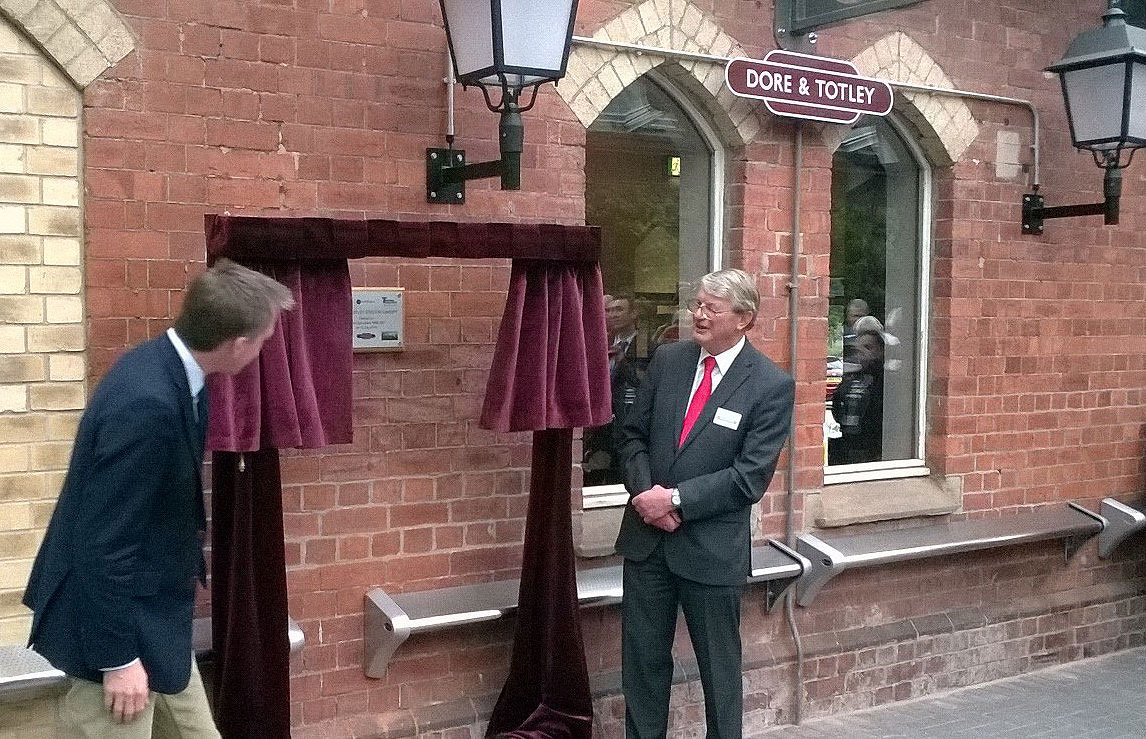 Mayor Dan Jarvis, unveils the new canopy at Dore and Totley Station